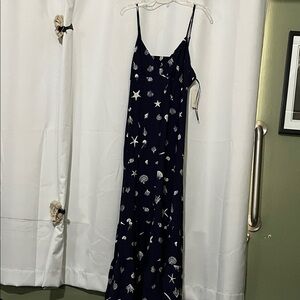 Navy Blue Sea creatures Maxi Dress